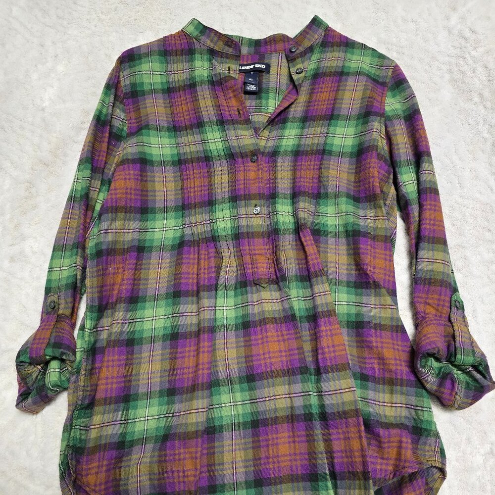 Land's End lightweight Flannel Tunic Top 6T